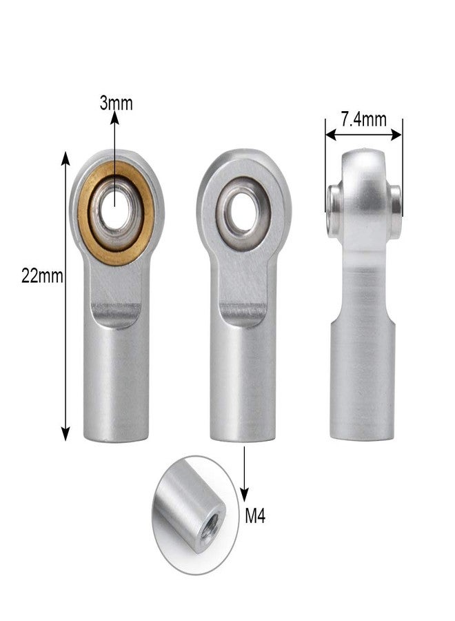 QUE-T 10pcs Metal Link Rod End M4 Ball Joint Head for RC Crawler Car (Silver) - Image 2
